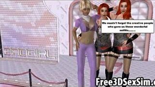 Two sexy 3D cartoon lesbian honeys going at it porn video